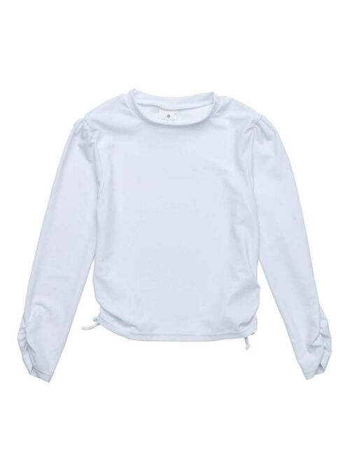 SNAPPER ROCK Toddler|Child Girls White Rouched LS Rash Top