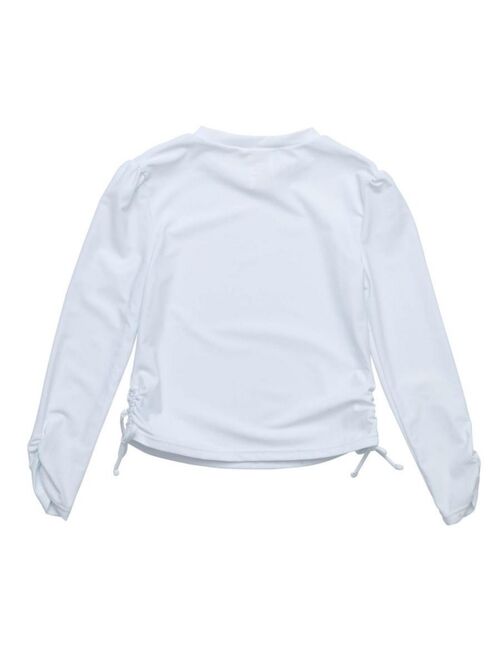 SNAPPER ROCK Toddler|Child Girls White Rouched LS Rash Top