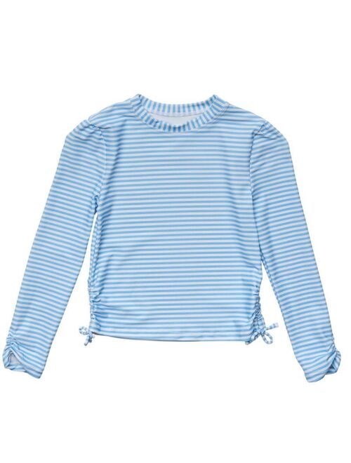 SNAPPER ROCK Toddler|Child Girls Cornflower Stripe Sustainable LS Rash Top