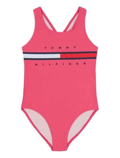 TOMMY HILFIGER Big Girls Signature Flag Crisscross One Piece Swimsuit