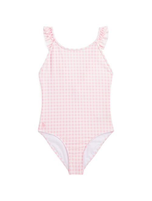 POLO RALPH LAUREN Big Girls Gingham Ruffled One-Piece Swimsuit