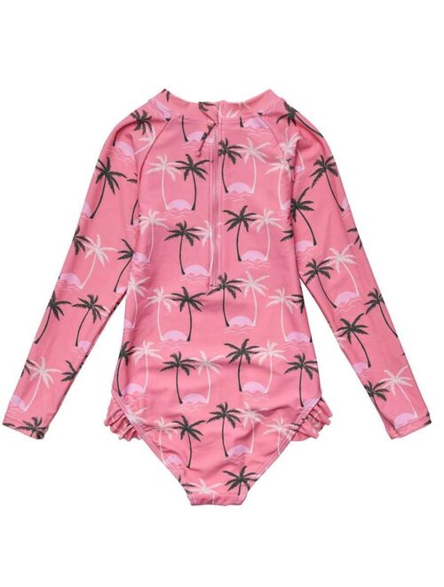 SNAPPER ROCK Toddler|Child Girls Palm Paradise Sustainable LS Surf Suit