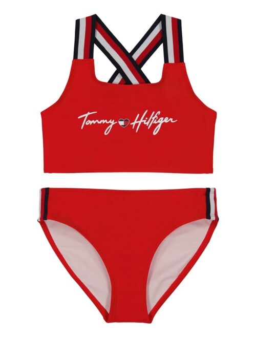 TOMMY HILFIGER Big Girls Signature Stripe Detailed Bikini, 2 Piece Set