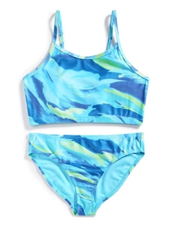 ID IDEOLOGY Big Girls Brushstroke Bikini, Sleeveless Two-Piece Swimsuit, Created for Macy's