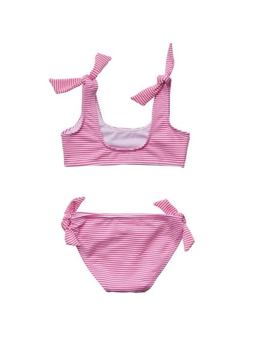 SNAPPER ROCK Toddler|Child Girls Raspberry Stripe Tie Crop Bikini