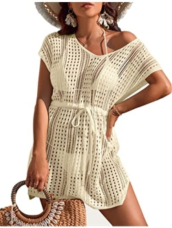 BMJL Womens Bathing Suit Cover Ups Sexy Crochet Tie Waist Bikini Swimwear Beach Swimsuit Coverup