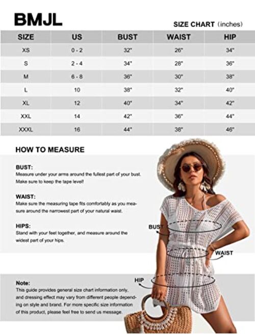 BMJL Womens Bathing Suit Cover Ups Sexy Crochet Tie Waist Bikini Swimwear Beach Swimsuit Coverup