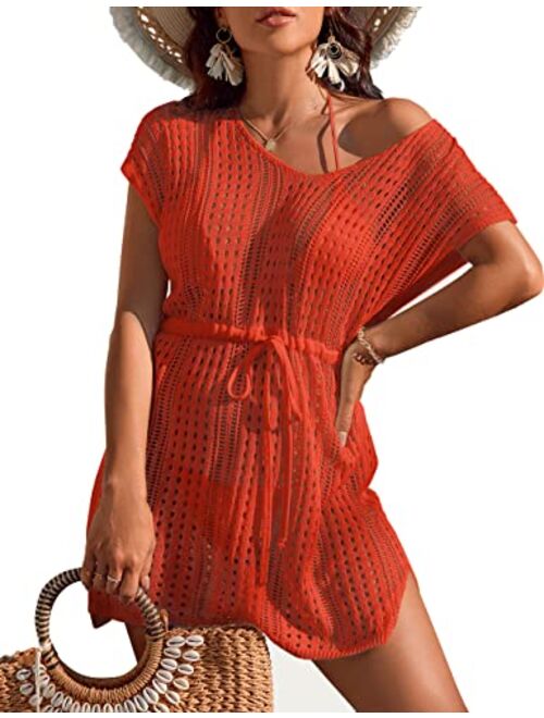 BMJL Womens Bathing Suit Cover Ups Sexy Crochet Tie Waist Bikini Swimwear Beach Swimsuit Coverup