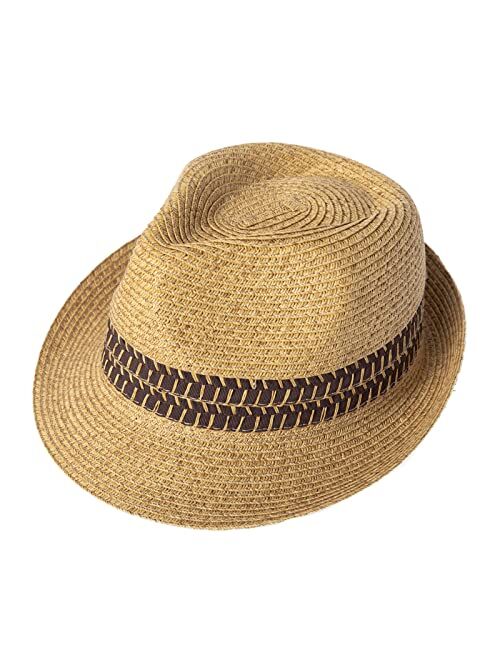 Comhats Oversize XL XXL Summer Straw Sun Hats Fedoras Panama Trilby Dress Derby Packable Mens