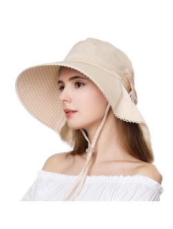 Comhats Siggi Summer Pony Tail Flap Cap UPF 50+ Cotton Sun Hat with Ponytail Hole Neck Cover Cord for Women 55-61cm