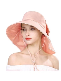 Comhats Siggi Summer Pony Tail Flap Cap UPF 50+ Cotton Sun Hat with Ponytail Hole Neck Cover Cord for Women 55-61cm