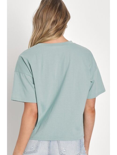 Lulus London Sage Blue Short Sleeve Graphic Tee