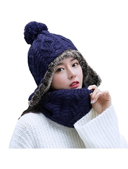 Comhats Wool Peruvian Earflap Beanie Hat Fleece Lined Winter Snow Ski Hat Ladies