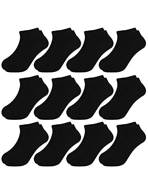 BOOPH 12 Pairs Kids Ankle Socks Boys Girls Low Cut Half Cushion Athletic Socks