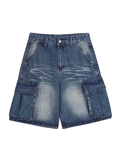 Men's Star Patchwork Denim Shorts Mid Rise Stretchy Patchwork Jeans Shorts Casual Denim Shorts Streetwear