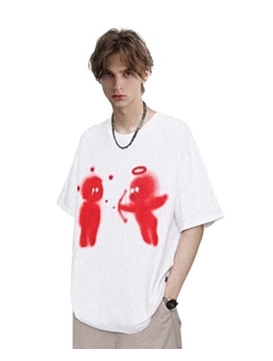 Mens Oversized Shirts Graphic Printed Tee Summer Streetwear Casual Tops