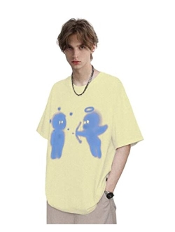 Mens Oversized Shirts Graphic Printed Tee Summer Streetwear Casual Tops