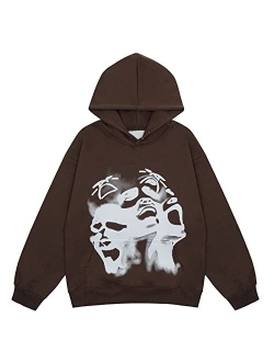 Mens Oversized Zip Up Skeleton Hoodie Streetwear Graphic Hoodies Vintage Hooded Sweatshirt Crewneck Sweatshirts