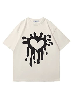 Men's Love Balloon Graphic Tees Summer Short Sleeve Printed Cotton T Shirts Casual Harajuku Tops