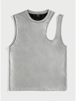 SHEIN Manfinity Fever City Men Cut Out PU Leather Tank Top