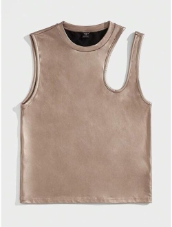 SHEIN Manfinity Fever City Men Cut Out PU Leather Tank Top