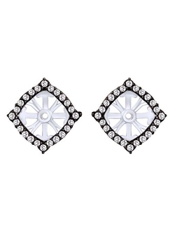 Affy White Diamond Stud Earrings Jacket (0.37 Cttw) In 10K Solid Gold