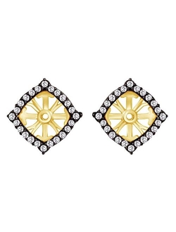 Affy White Diamond Stud Earrings Jacket (0.37 Cttw) In 10K Solid Gold