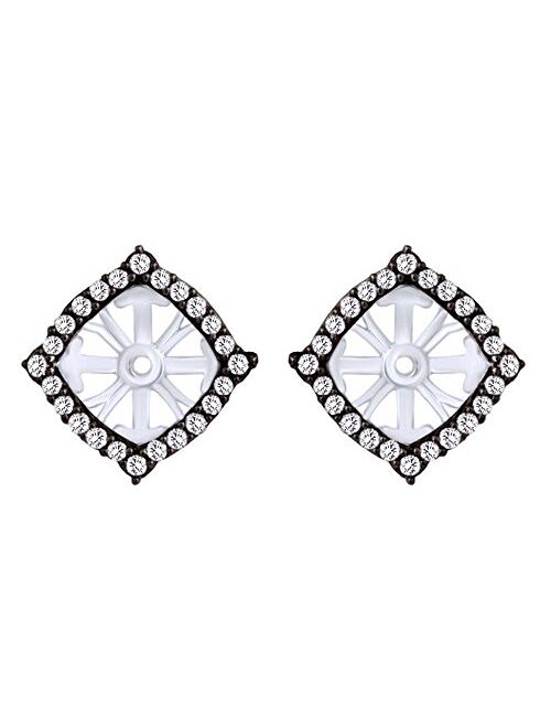 Affy White Diamond Stud Earrings Jacket (0.37 Cttw) In 10K Solid Gold