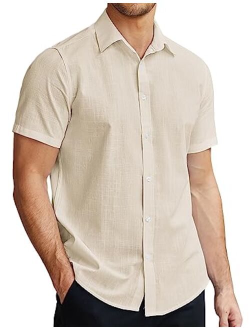 COOFANDY Men's Short Sleeve Oxford Shirt Cotton Button Down Regular Fit Dress Shirts