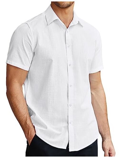 COOFANDY Men's Short Sleeve Oxford Shirt Cotton Button Down Regular Fit Dress Shirts