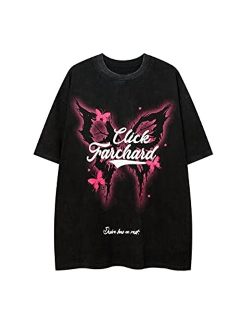 Aelfric Eden Men's Vintage Oversized Graphic Tee Streetwear T Shirts Unisex Letter Tee Casual Summer Tops