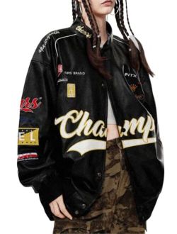 Men's Letter Foaming Love Print Varsity Jacket Vintage Graphic Baseball Jacket Unisex Coats Streetwear