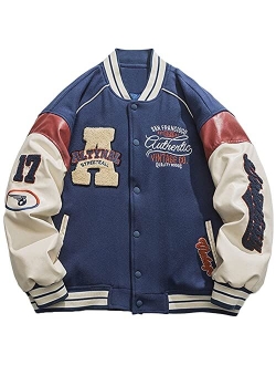 Men's Letter Foaming Love Print Varsity Jacket Vintage Graphic Baseball Jacket Unisex Coats Streetwear