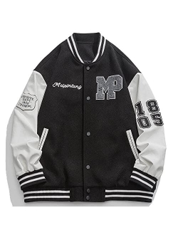 Men's Letter Foaming Love Print Varsity Jacket Vintage Graphic Baseball Jacket Unisex Coats Streetwear