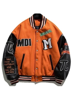 Men's Letter Foaming Love Print Varsity Jacket Vintage Graphic Baseball Jacket Unisex Coats Streetwear