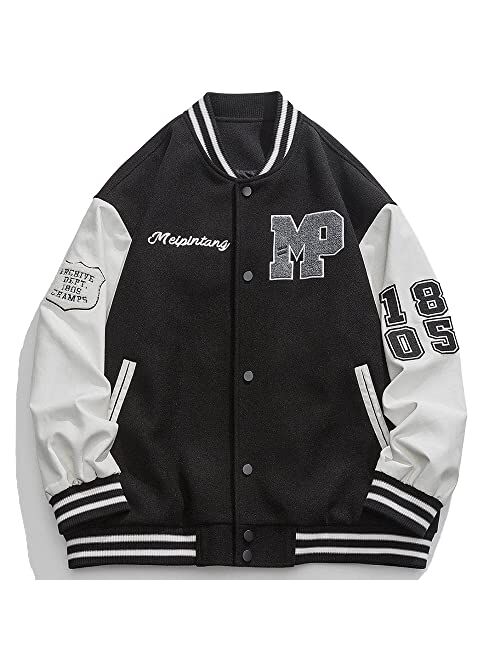 Aelfric Eden Men's Letter Foaming Love Print Varsity Jacket Vintage Graphic Baseball Jacket Unisex Coats Streetwear