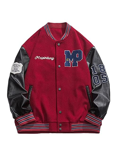 Aelfric Eden Men's Letter Foaming Love Print Varsity Jacket Vintage Graphic Baseball Jacket Unisex Coats Streetwear