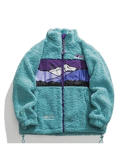 Women's Vintage Fleece Oversize Hooded Sweatshirt Unisex Casual Sherpa Jackets Streetwear Warm Fuzzy Coat