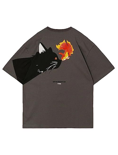 Aelfric Eden Mens Japanese Casual Short- Sleeves Graphic Print Shirts Unisex Vintage Tee