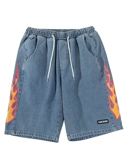 Men's 90s Patchwork Sweat Shorts Multi-Pockets Elastic Waist Cargo Short Streetwear Casual Shorts