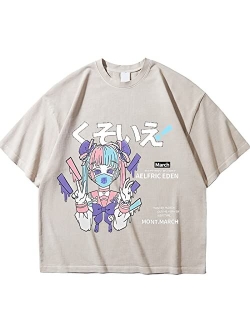 Mens Oversized Japanese Harajuku Anime Shirt Unisex Printed Cool Tee