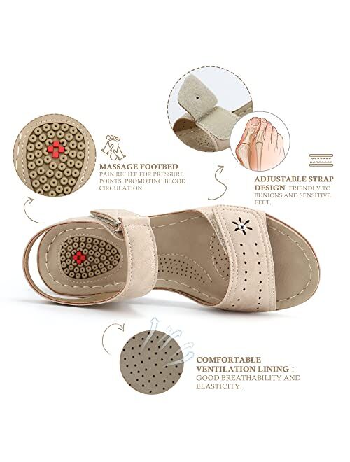 JABASIC Women Comfortable Sandals Orthotic Walking Sandals Orthopedic Arch Support Sandals