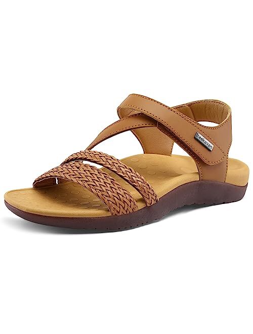 SEEKAVAN Women's Arch Support Sandals Orthopedic Sandals for Women Comfortable Woven Walking Sandals