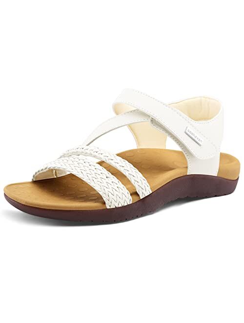 SEEKAVAN Women's Arch Support Sandals Orthopedic Sandals for Women Comfortable Woven Walking Sandals