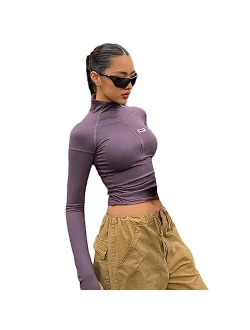 Women's Crop Tops Irregular Color Contrast Two-Piece Suit Strapless y2k Tee Shirts