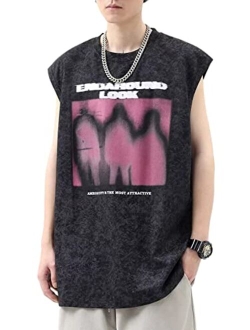 Graphic Tank Tops for Men Novelty Y2k Shirts Streetwear Oversized Workout Tank Tops Summer Sleeveless Shirts