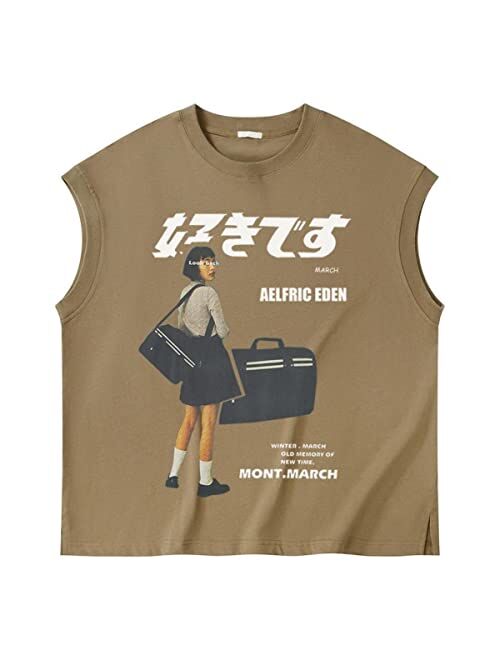 Aelfric Eden Graphic Tank Tops for Men Novelty Y2k Shirts Streetwear Oversized Workout Tank Tops Summer Sleeveless Shirts