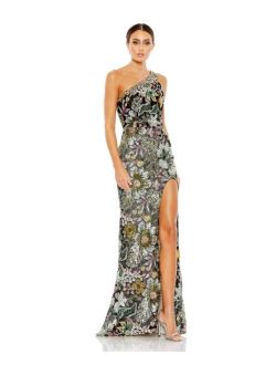 Women's Embellished Floral One Shoulder Gown