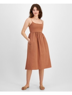 Women's Cotton Mixed-Media Midi Dress