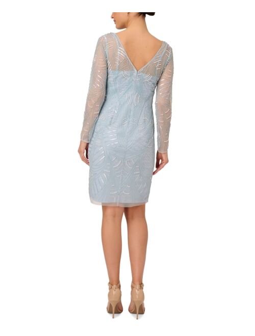 Adrianna Papell Women's Embellished Long-Sleeve Sheath Dress